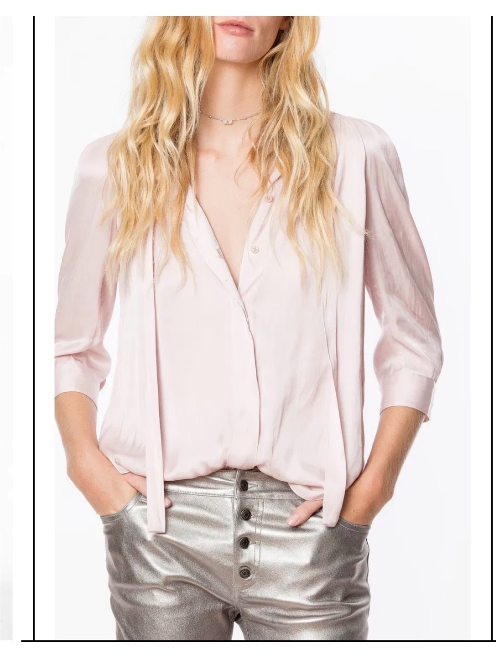 Zadig & Voltaire Chemise Touch Satin Blouse Pink Small